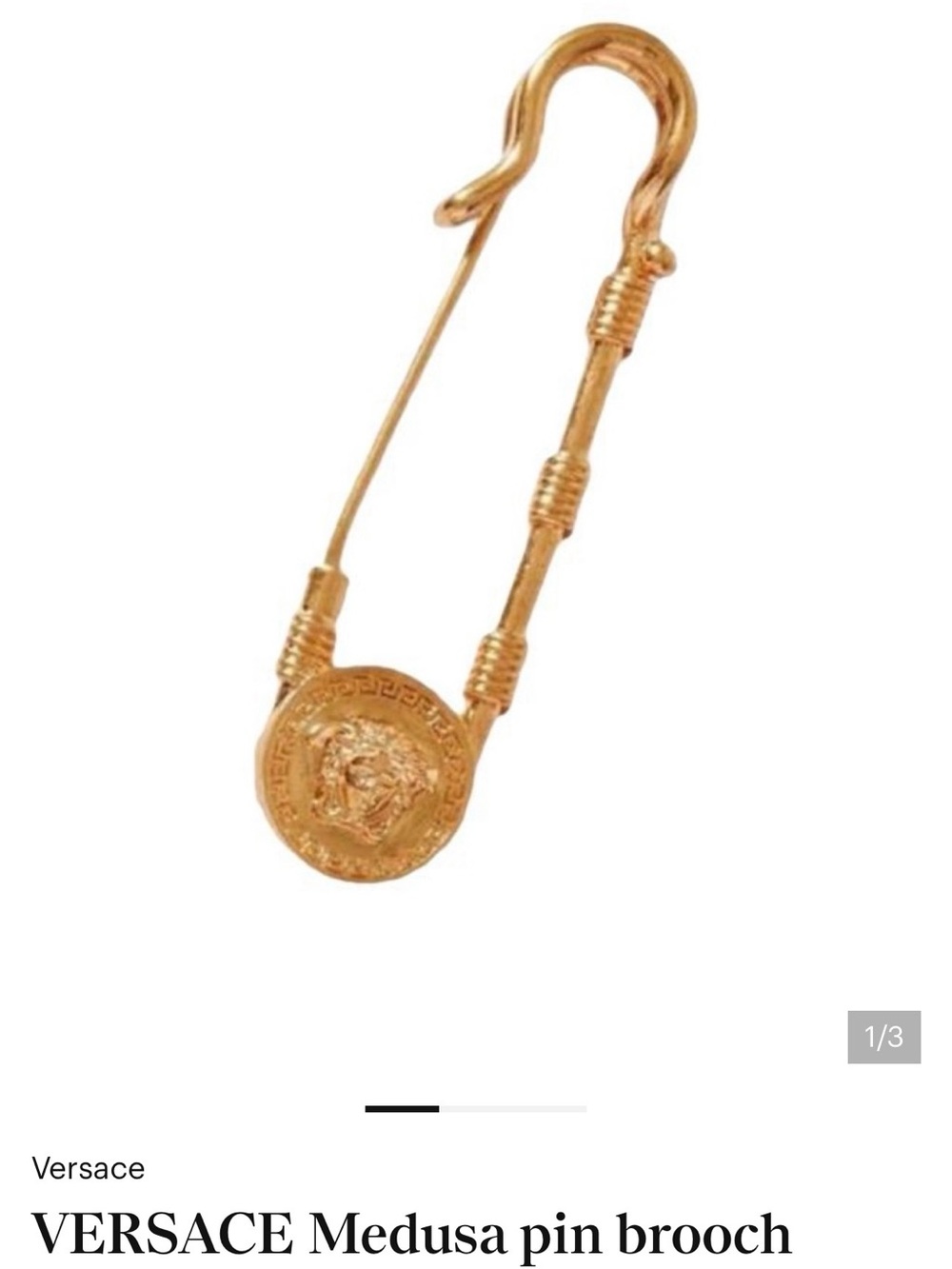 Versace Gold Medusa Safety Pin Brooch - Picture 3 of 4